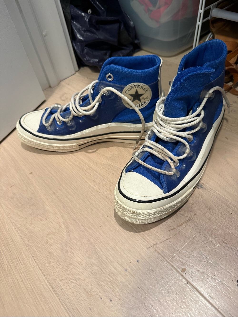 Converse Womens High Top Sneakers in Royal Blue and White - Picture 1 of 6